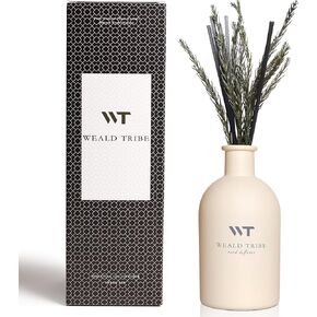 WEALD TRIBE Flower Reed Diffuser Set Cedar & Lavender Scent Bathroom Accessories Boho Shelf Decor & Air Fresheners, Defusers with 5.1 fl oz Essential Oils, House Bedroom Office Decor & Gifts