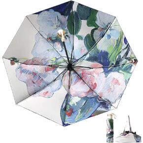 Mini Folding Umbrella for Rain and Sun Portable Umbrella for Travel Compact with Organizer Tote Bag UV Protection Windproof