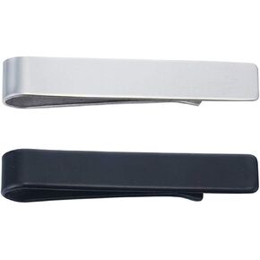 RABBITO 1-9/10-Inch Skinny Tie Bar Clip - Silver,Black