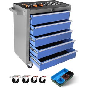2 in 1 Tool Chest with 8 Drawers, Tool Cart with 7 Organizer Tray Divider Set & Wheels, Large Rolling Tool Box Organizer for Garage, Workshop, Home Crafts