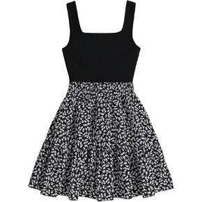 Soly Hux Girl's Floral Print Dress Square Square Diveless A Line Summy Summer Summer Dresses in Kuwait