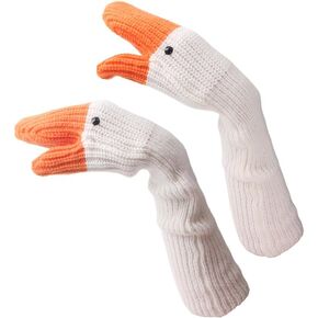 1Pairs/2pcs Cute Elastic 3D Swan Knit Mittens Durable Warm Glove for Autumn Winter Unisex Stylish and Comfortable