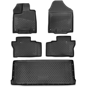 حصيرة أرضية Omac لـ Honda Pilot 2009-2015 Car Car All Weather 3D Fit Fit Rubber Rubber Mat Haterpless Waterless TPE Liners Laser Non-Slip (Black)