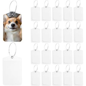 Framendino, 20 Pack Sublimation Luggage Tags PU Leather with Wire Rings Blank for Travel Suitcase Bags Label Tag