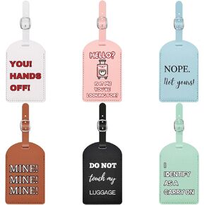 6 Pcs Funny Luggage Tags, Baggage Tags with Fun Sayings, Suitcase Labels for Air Travel, Cruises, and Road Trips, Name ID Tags for Luggage, Bags, Carry-ons (Funny Style 1)