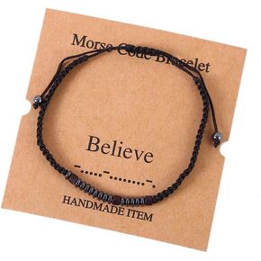 Natural Stone Braided Beads Inspirational Bracelet Morse Code Bracelets Letter Number Beads Weave Bracelet Holiday Festival Birthday Graudation Gifts