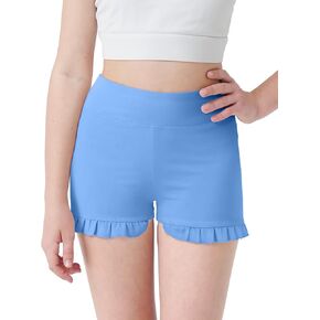JOCMIC Girls Athletic Ruffle Shorts with Hidden Pocket High Waisted Dance Yoga Gymnastics Shorts