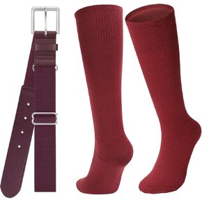 JASGOOD Baseball Socks and Belt for Youth Adult Softball Socks and Belt Combo Elastic Belt for Men