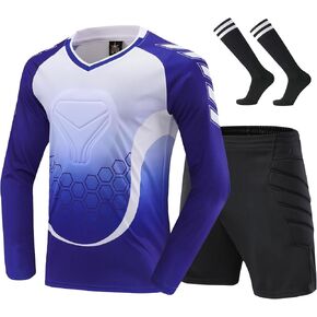 Kids Soccer Goalie Jersey and Shorts,Youth/Boys Long Sleeve Shirt Soccer Goalkeeper Jersey
