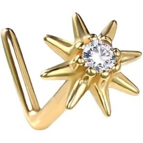 20G S925 Sterling Silver Silver Rings Lappy Rings for Women Zirconia Cubic Sun Sun Star Rings Hypoallergenic distril nostril nostercy Jewelry