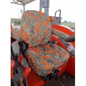 Durafit Seat Covers, KU02 MC2 Orange KUBOTA Models M5040-60/M6040-60/M7040-60/M8540-60/M9540-60 in Orange Camo Endura