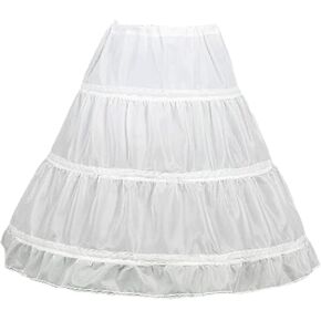 Girls Petticoat Underskirt with 3 Hoops Full Slip Crinoline Skirt