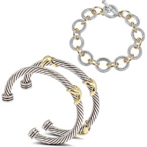 سوار 3 PCS للنساء سوار سلك الكابل - سوار سوار ملتوية لهجة قابلة للتكديس - الكفة الفضية عبر الأساور عتيقة المجوهرات (3 أساور أ)