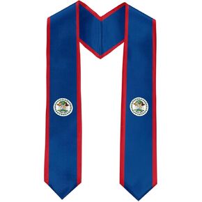 Belize Flag International Graduate Satin Stole Scarf with National Flag Design 72" Graduation Sash