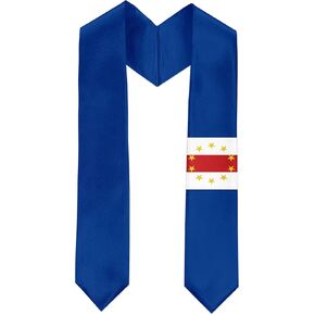Cape Verde Flag Graduation Sash Satin Scarf 72" Stole for Abroad Student International Study Class