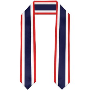 Thailand Flag Graduation Stole Satin Stole Scarf for Study Aboard International Students 72" Length