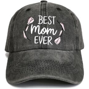 Best Mom Ever Embroidered Cotton Hat, Adjustable Fit, Vintage Washed, Gift for New Moms in Kuwait