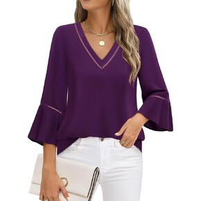 Timeson Women's Business Casual Tops 3/4 Sleeve Dressy Blouses Office Work Shirts