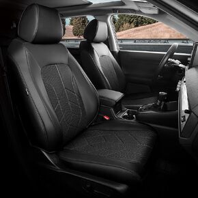 لأغطية مقعد Honda CRV ، تناسب مخصص 2017-2022 EXL EX LX Sport ، Touring ، Hybrid - أغطية مقعد للجلد الفاخرة المقاومة للماء - أسود - أسود