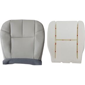 FZJDSD 2PC Gray Driver Side Bottom Replacement Leather Seat Cover & Seat Foam Cushion Compatible with Chevy Silverado Tahoe Avalanche Suburban GMC Sierra Yukon 2007 2008 2009 2010 2011 2012 2013 2014