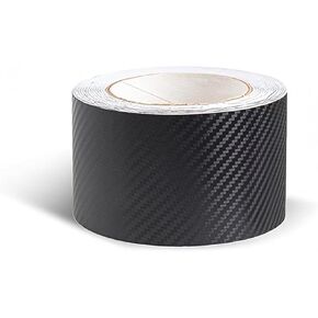 Carbon Fiber Vinyl Wrap, Self-Adhesive Chrome Tape with Tool Kit, Car Door Edge Guards, Vehicle Detailing Tape, Car Door Sill Window Trim Edge Guard Protective (2.7 inch×23 ft)