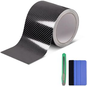 Lypumso 6d Gloss High Gloss Carbon Carbon Finyl Tape ، شريط حذف كروم للسيارات للدراجة النارية بالتفصيل DIY حافة باب حافة الشارات لفة شريط التعتيم (6D أسود ، 2 × 30 قدمًا)