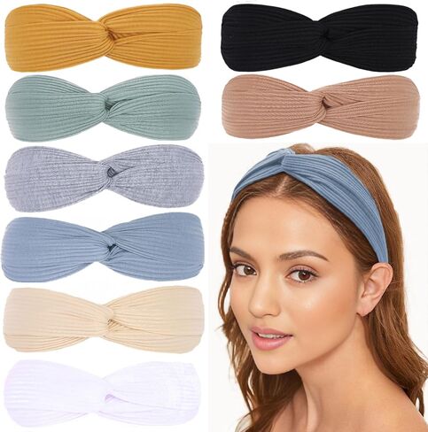 Xtrend 8 PCS عصابات الرأس للنساء Twist Cross Cross Cross Head Head Bands Yoga Procyout Non-Slip Soft Solid Band Band Plan in Saudi Arabia
