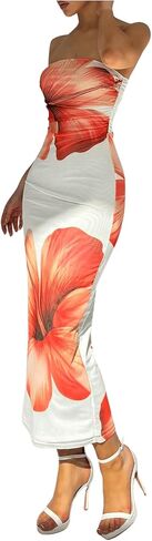 Milumia Women's Floral Strapless Bodycon Maxi Dress Summer Tube Top Dresses in Saudi Arabia