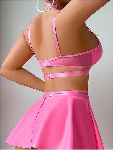 Soly Hux Line Leanes Lingerie Halter Neck Bralette Thongs Mini Skirt Mini Gothic Doothic Lightwear in Kuwait