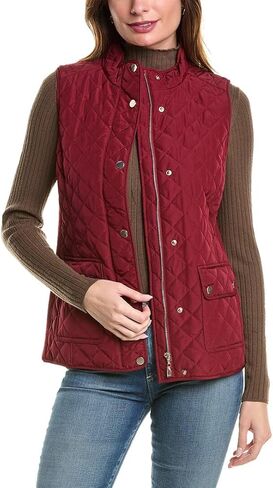 Jones New York Women's Quilted Patch Pocket Vest W/Snaps & Zipp in Kuwait