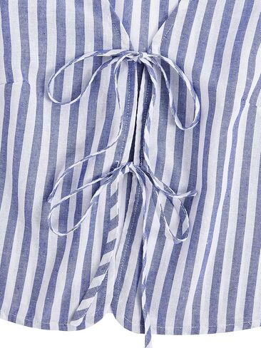 Verdusa Women's Bow Tie Knot Front V Neck Wave Print Sleeveless Crop Top Boho Vest in Kuwait