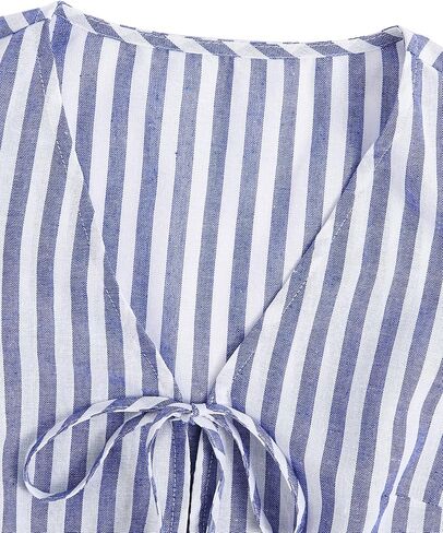 Verdusa Women's Bow Tie Knot Front V Neck Wave Print Sleeveless Crop Top Boho Vest in Kuwait