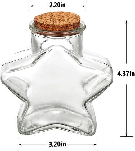 WHJY 2 pack 11oz Star Shaped Jar with Cork Lid Glass Star Jar for Home Decor Glass Paper Star Container with Cork Lid for Decoration DIY Craft in Saudi Arabia