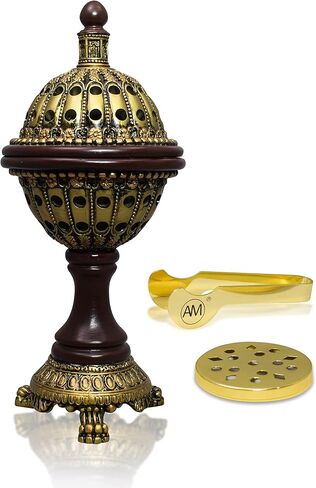 AM Lux Globe Incense Burner - Bakhoor Cone Holders | Frankincense Burner Charcoal | Mabkhara | for Office & Spiritual Decor (White) in Saudi Arabia