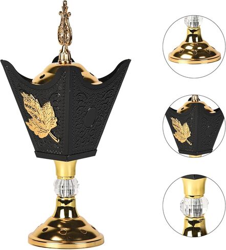 Incense Holder - Fire-Safe with Easy-to-Remove Lid, Elegantly Decorated with Flower Patterns, Suitable for Home & Office, Option (H004) in Kuwait