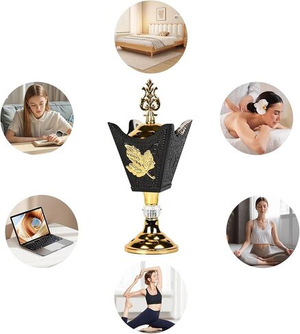 Incense Holder - Fire-Safe with Easy-to-Remove Lid, Elegantly Decorated with Flower Patterns, Suitable for Home & Office, Option (H004) in Kuwait