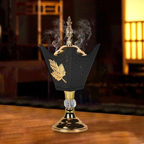Incense Holder - Fire-Safe with Easy-to-Remove Lid, Elegantly Decorated with Flower Patterns, Suitable for Home & Office, Option (H004) in Kuwait