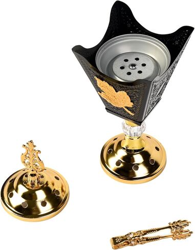 Incense Holder - Fire-Safe with Easy-to-Remove Lid, Elegantly Decorated with Flower Patterns, Suitable for Home & Office, Option (H004) in Kuwait
