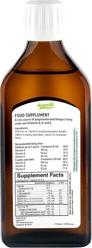 Sanniti 100% Natural Cod Liver Oil, Wild Caught Nordic, 250 mL (8.4 oz) (Lemon) in Saudi Arabia