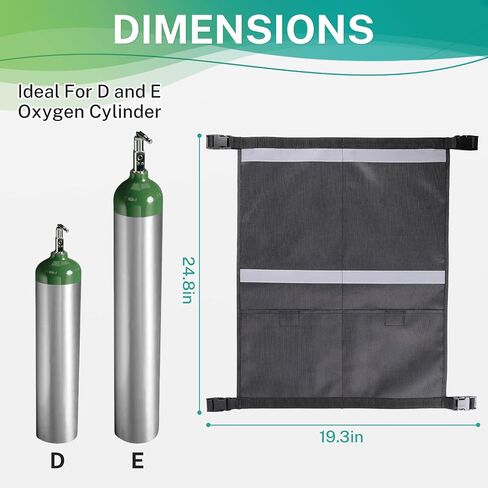 Dual Oxygen Tank Holder for Wheelchair, Portable D & E Cylinder Transport Bag, Oxygen Cylinder Bag with Storage Pocket and Adjustable Straps, Fit for Walker, Rollator, Scooter in Kuwait