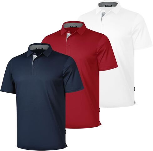 3 Pack Mens Polo Shirts Short Sleeve Dry Fit Moisture Wicking Collared Shirt Golf Polo Shirts for Men Casual Bussiness in Saudi Arabia
