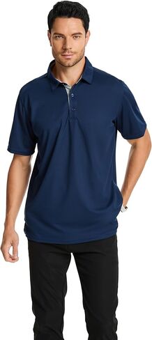 3 Pack Mens Polo Shirts Short Sleeve Dry Fit Moisture Wicking Collared Shirt Golf Polo Shirts for Men Casual Bussiness in Kuwait