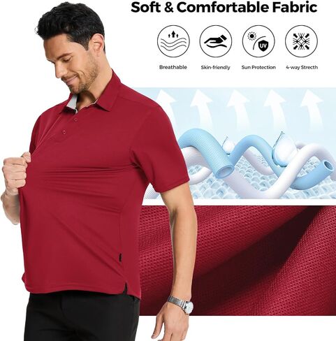 3 Pack Mens Polo Shirts Short Sleeve Dry Fit Moisture Wicking Collared Shirt Golf Polo Shirts for Men Casual Bussiness in Saudi Arabia
