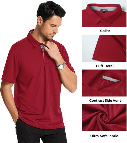 3 Pack Mens Polo Shirts Short Sleeve Dry Fit Moisture Wicking Collared Shirt Golf Polo Shirts for Men Casual Bussiness in Saudi Arabia