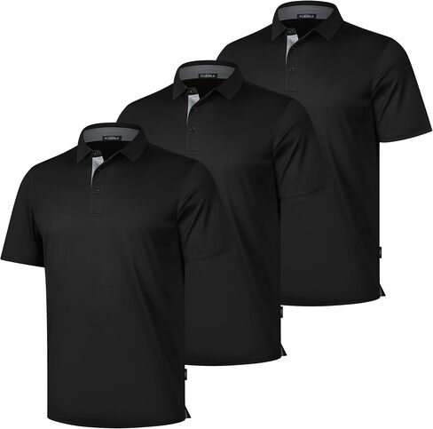 3 Pack Mens Polo Shirts Short Sleeve Dry Fit Moisture Wicking Collared Shirt Golf Polo Shirts for Men Casual Bussiness in Saudi Arabia