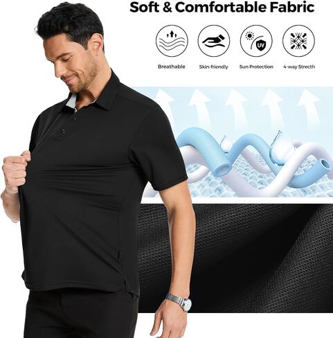 3 Pack Mens Polo Shirts Short Sleeve Dry Fit Moisture Wicking Collared Shirt Golf Polo Shirts for Men Casual Bussiness in Saudi Arabia