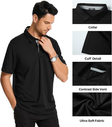 3 Pack Mens Polo Shirts Short Sleeve Dry Fit Moisture Wicking Collared Shirt Golf Polo Shirts for Men Casual Bussiness in Saudi Arabia