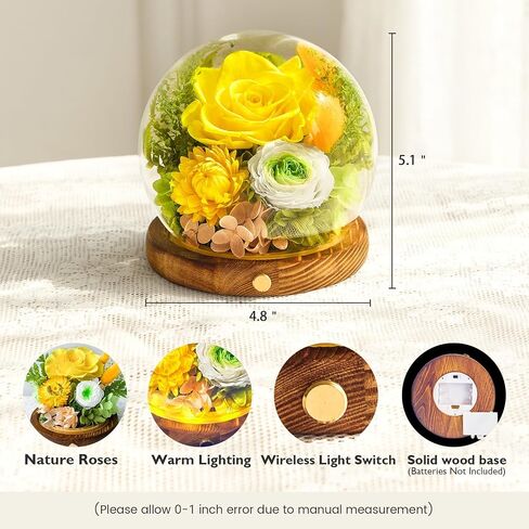 Eterfield Preserved Flowers in Glass Dome with LED Light, Mother's Day Roses Gifts for Mom, Long-Lasting Forever Globe Flowers for Women, Wife, Grandma, Sister, Birthday, Anniversary, Purple in Saudi Arabia