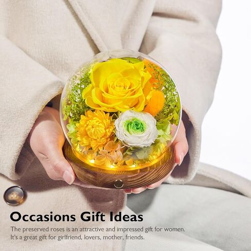 Eterfield Preserved Flowers in Glass Dome with LED Light, Mother's Day Roses Gifts for Mom, Long-Lasting Forever Globe Flowers for Women, Wife, Grandma, Sister, Birthday, Anniversary, Purple in Saudi Arabia