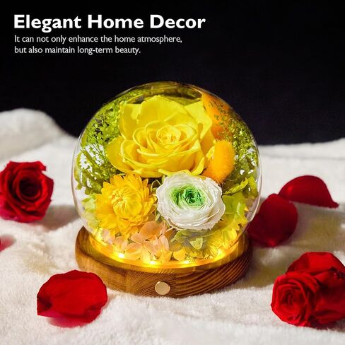 Eterfield Preserved Flowers in Glass Dome with LED Light, Mother's Day Roses Gifts for Mom, Long-Lasting Forever Globe Flowers for Women, Wife, Grandma, Sister, Birthday, Anniversary, Purple in Saudi Arabia